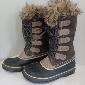 Srel Joan of Artic brown/ tan tall waterproof boots women's size 8 lace-up